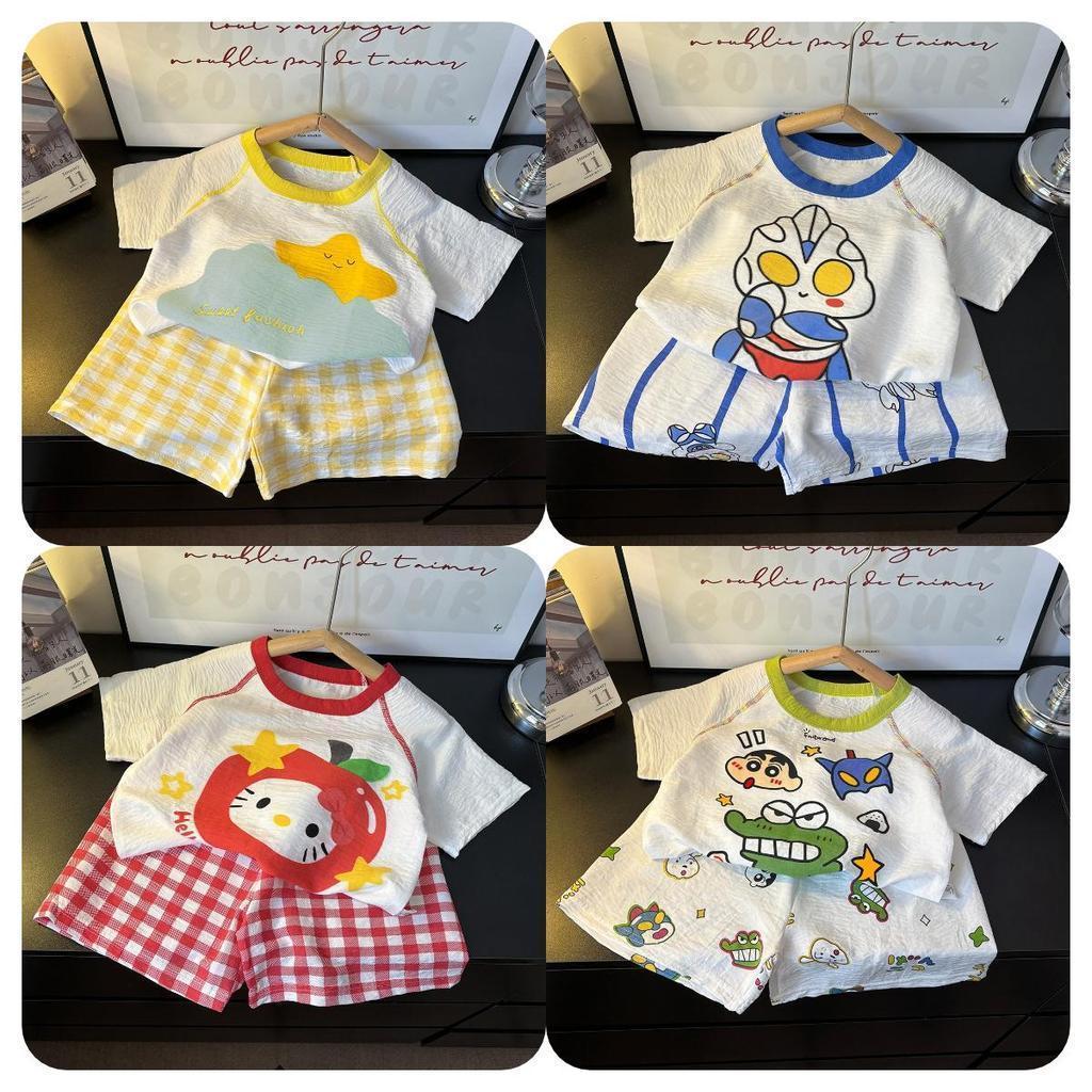 เสื้อผ้าเด็ก ชุดอยู่บ้านใส่สบาย เสื้อแขนสั้น+กางเกงขาสั้น ชุดอยู่บ้านใส่สบาย SIZE80-120CM 9730