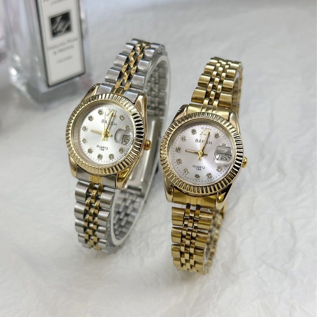 Golden Steel Band นาฬิกาผู้หญิง Disc Point เพชรปฏิทินนาฬิกา Casual นาฬิกาควอตซ์นาฬิกาผู้หญิง TK ขายร