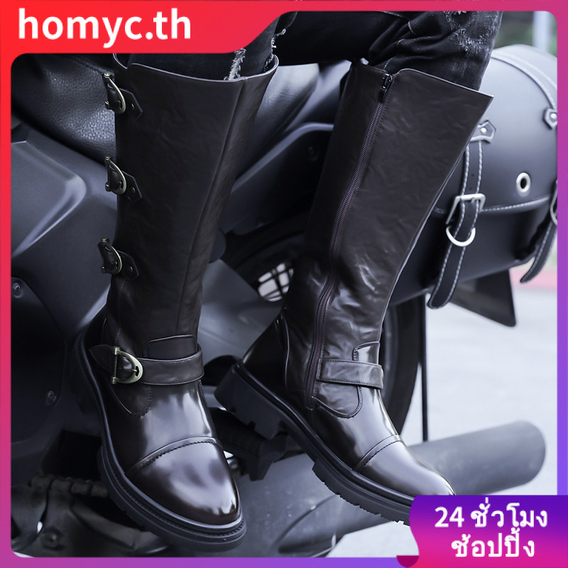 Homyc Mens High Top Martin Boots Ant-Slip Tall Boots Motocross Motorcycle Boots Big Size 48
