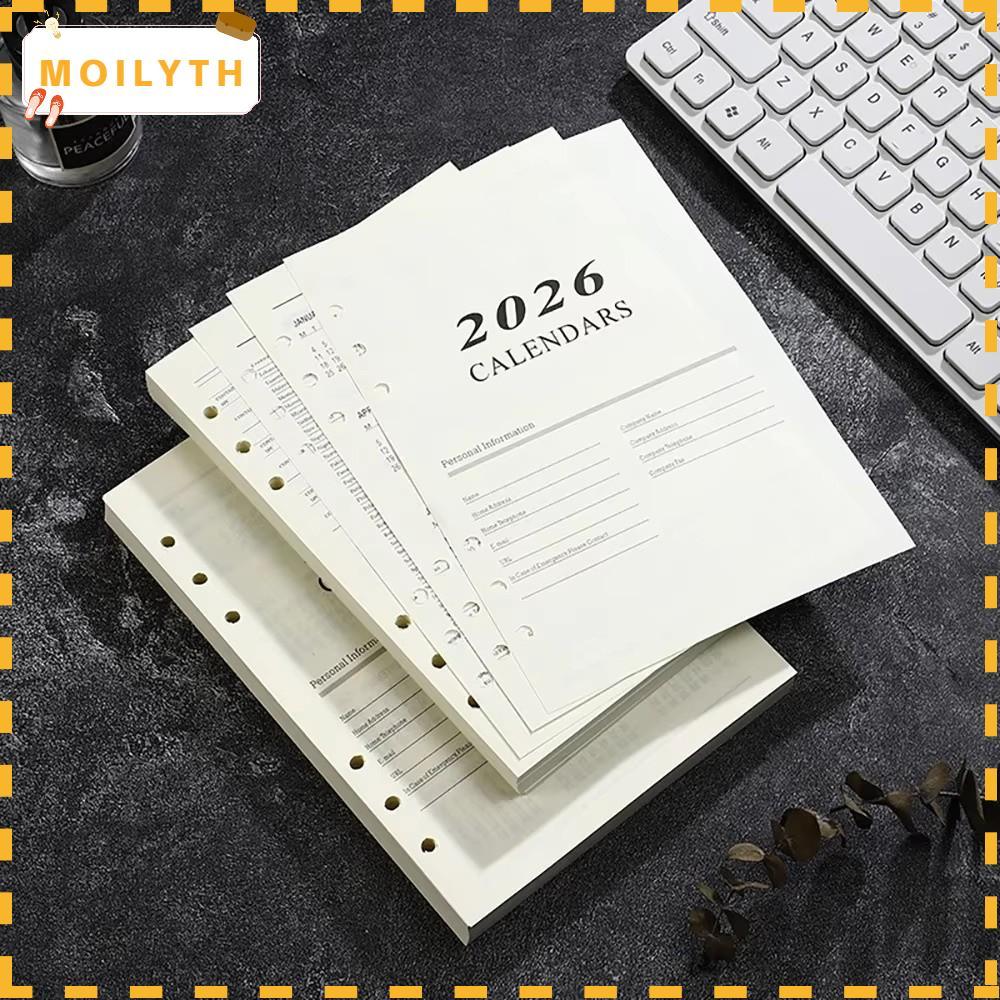 MOILYTH A5 Notebook, Loose Leaf Perforated Sheets Binder หน้าด้านใน, Daily Planner Refill Page 365 D