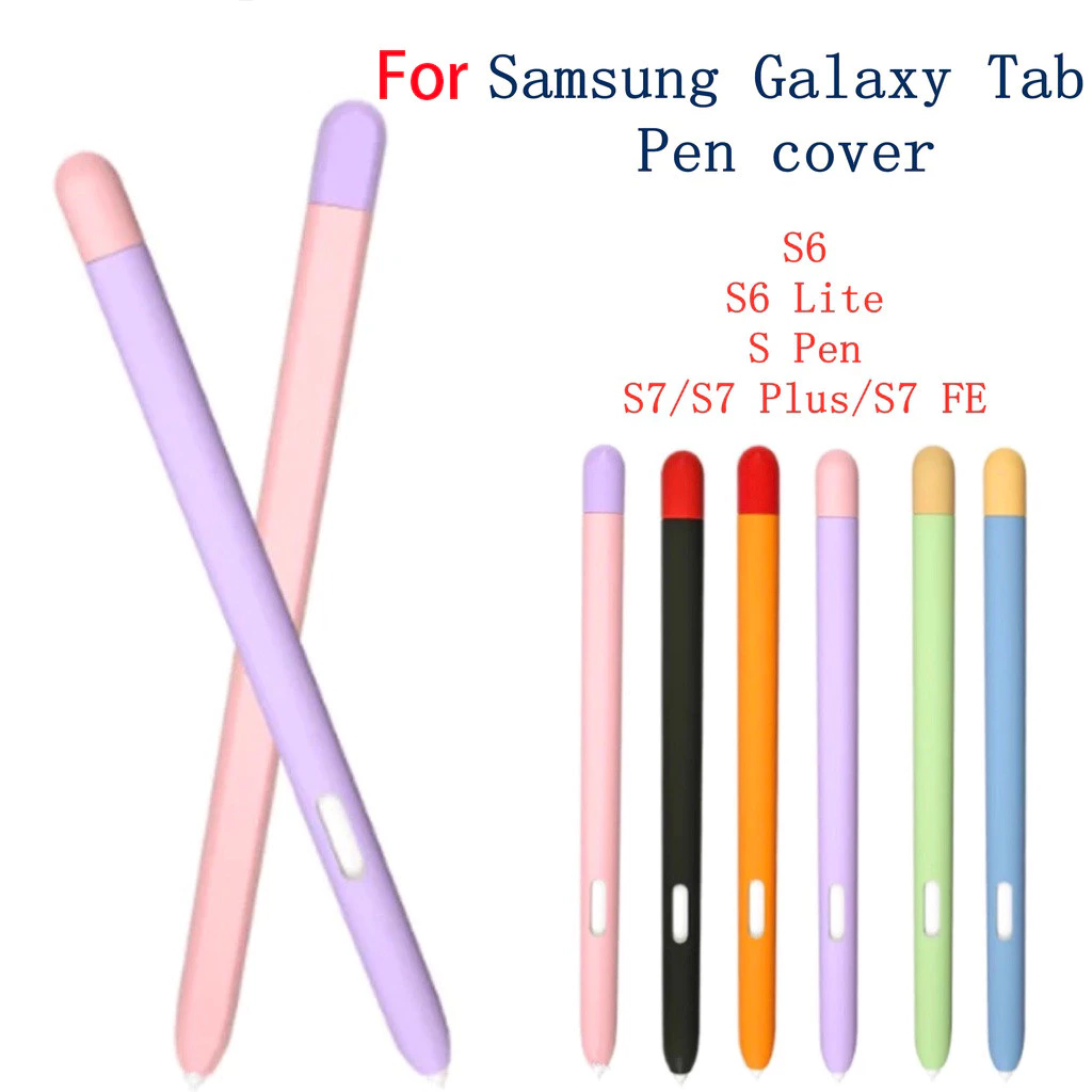 สําหรับ Samsung Galaxy Tab S10 S10FE + S9 Ultra S8 plus S6 Lite S7 FE S-ปากกาแท็บเล็ตซิลิโคนนุ่มสี contrast ดินสอกรณี