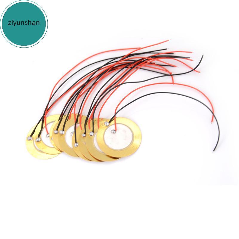 Ziyunshan 10 ชิ้น 27 มิลลิเมตร Sounder Sensor Trigger Drum Disc + ลวดทองแดง Piezo องค์ประกอบ vn
