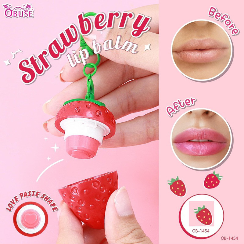 OB-1454 Obuse Strawberry Lip Balm โอบิวซ์ สตอเบอร์รี่ ลิปบาล์ม