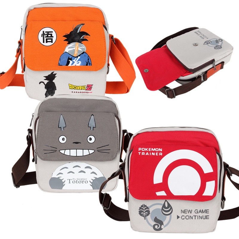 FE2 อะนิเมะกระเป๋าโจมตีTitan Naruto Totoro Pokemonธีมสลิงกระเป๋าสําหรับชายผ้าใบไหล่กระเป๋าCrossbodyก