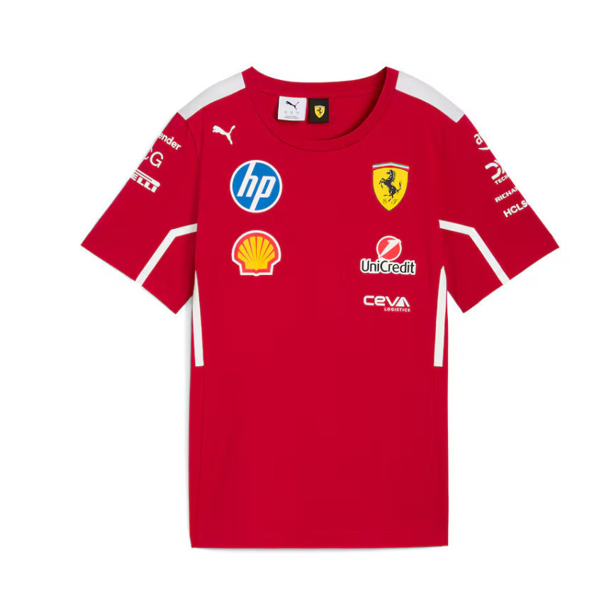 เสื้อยืดโพลีเอสเตอร์ฤดูร้อนสบายๆ | การออกแบบการแข่งรถ Ferrari F1 | แห้งเร็วและระบายอากาศได้ดี | เจอร์ซีย์ทีม เสื้อยืดลําลอง | เสื้อแขนสั้น Unisex