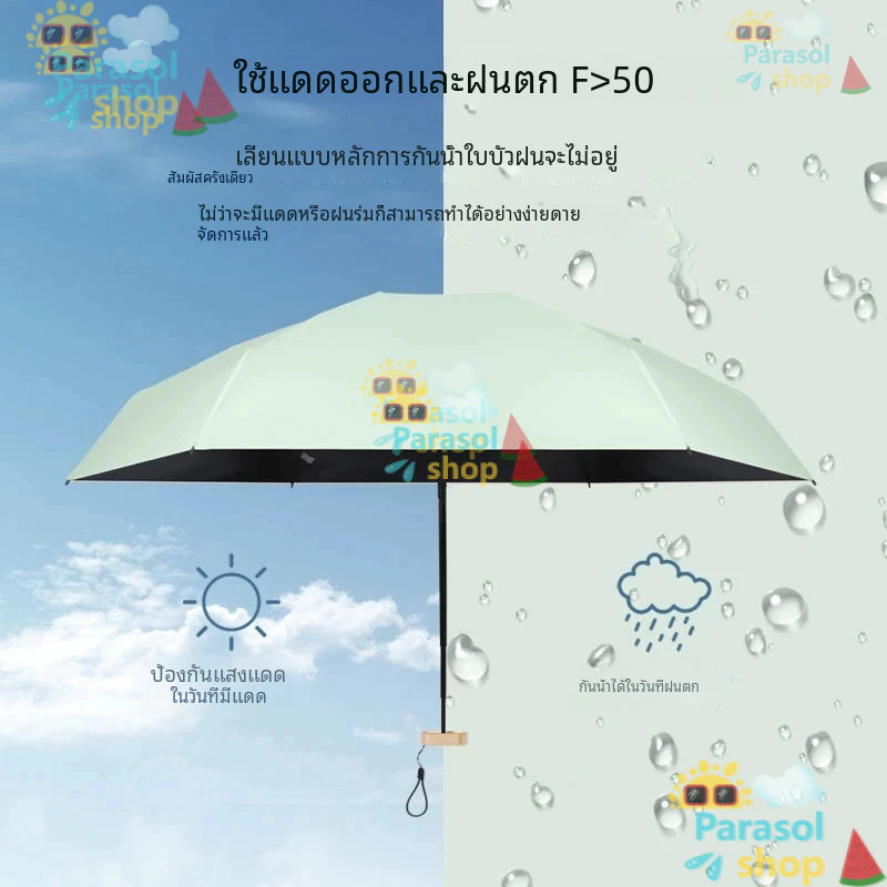 ร่มขนาดเล็กกลางแจ้งป้องกันรังสียูวีห้าตอนพับได้เบามากร่มกันแดด thumbnail 4