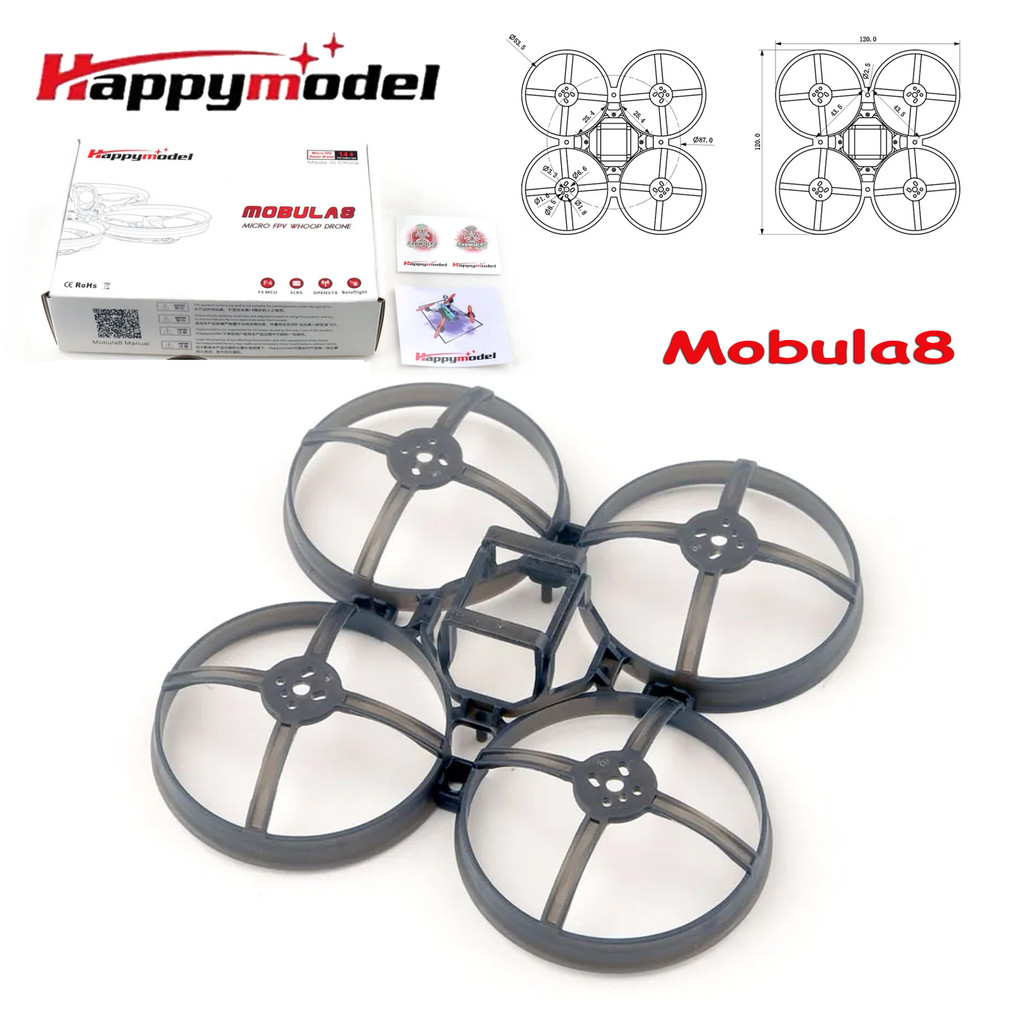 HappyModel Mobula8 85 มม.RC FPV Drone Frame Kit สําหรับ Micro Whoop Quadcopter Drone 1-2S Tinywhoop 1002/21103 มอเตอร์ไร้แปรง