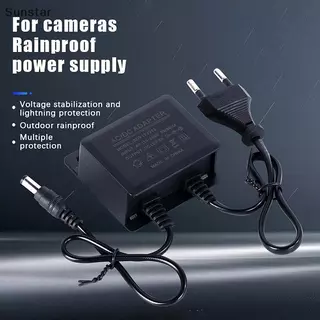 Sunstar 1 ชิ้นกันน้ํา EU/US ปลั๊กอะแดปเตอร์ DC12V 2A สําหรับกล้องวงจรปิดความปลอดภัยการเฝ้าระวัง AHD กล้อง Charger NVR DVR อินพุต AC100V-240V Nice