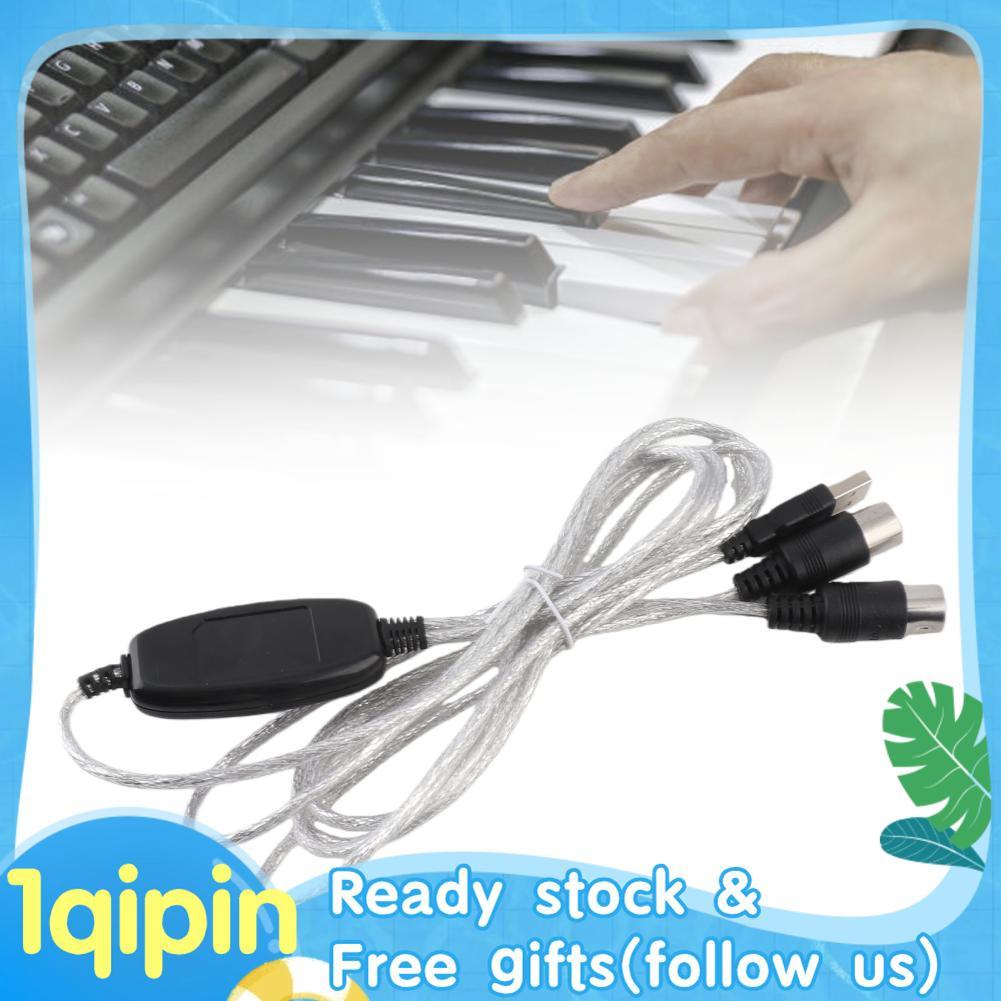 1qipin.th MIDI สายเคเบิลอินเทอร์เฟซ USB Stable Practical Converter สำหรับอิเล็กทรอนิกส์เปียโนการ์ดเส
