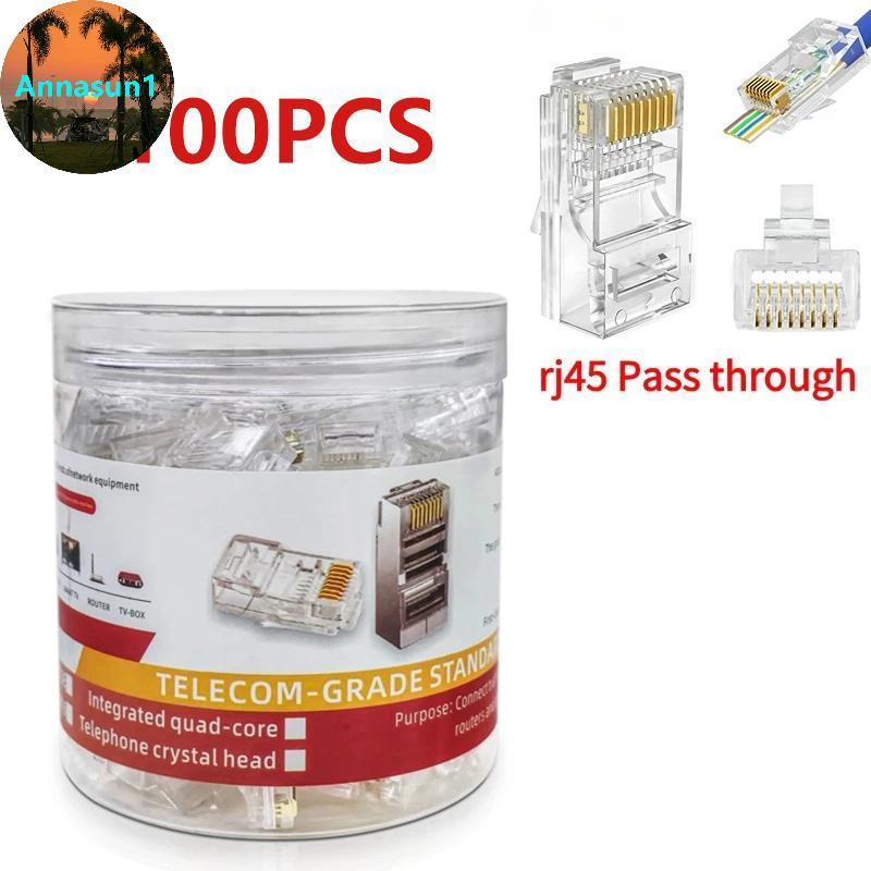 Annasun 100PCS Cat6 UTP FTP Modular Plug Network Cable Connector สําหรับ Solid Stranded Wire ความเร็