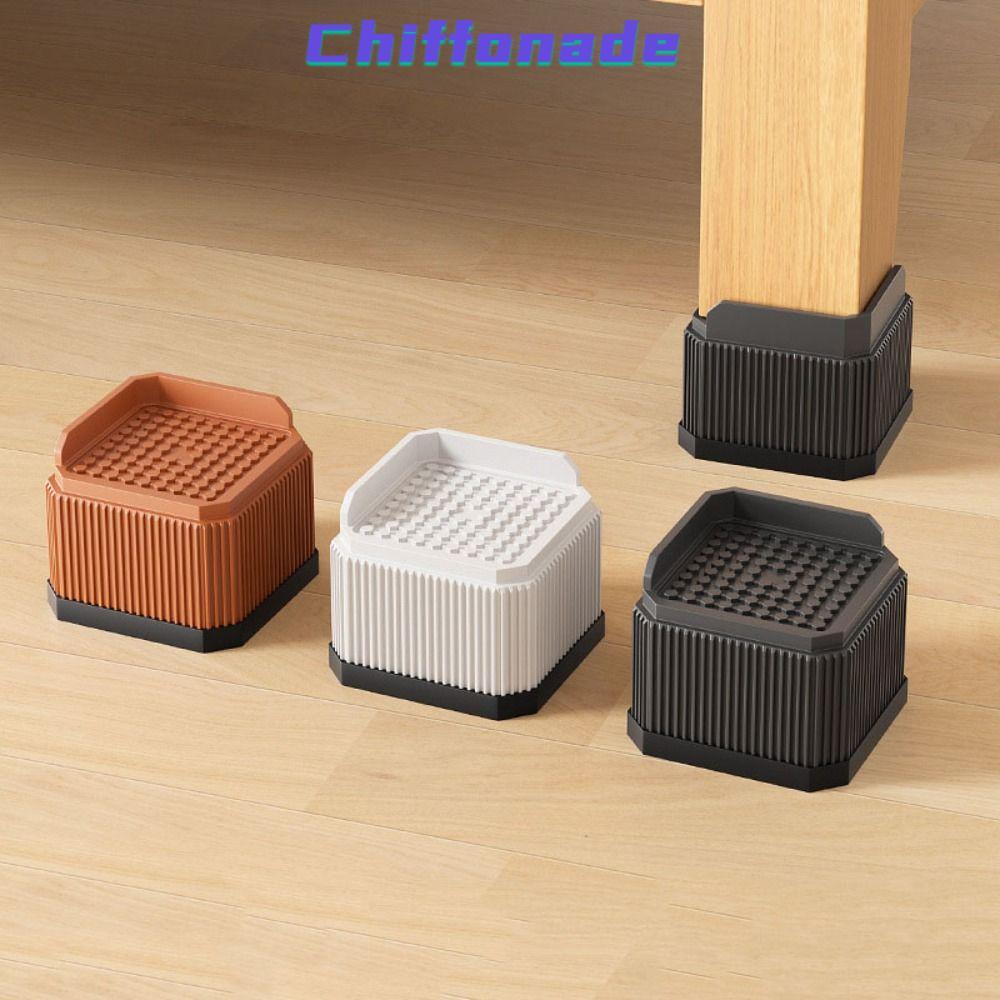CHIFFONADE Bed Lifts Risers, แผ่นรองฝ่าเท้าเฟอร์นิเจอร์ทรงสี่เหลี่ยมสําหรับงานหนัก, ซักผ้าแบบปรับได้กันลื่นระดับมืออาชีพ|รองรับขาโต๊ะเก้าอี้โซฟา