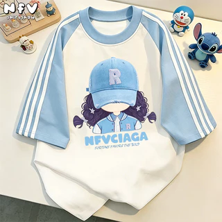 【จัดส่งตลอด 24 ชั่วโมง】NFV สไตล์เกาหลี💙เสื้อยืด ระบายอากาศ Oversized ลายพิมพ์การ์ตูนหญิง สะดวกสบาย ผ้าฝ้าย100% YG3866