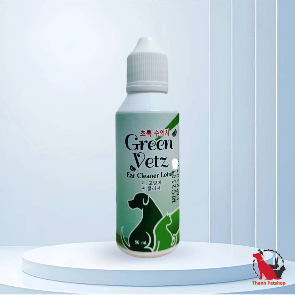 ใหม่ Green Vetz โลชั่น ล้างหู สุนัข แมว สูตรสมุนไพรไทย 50 mL