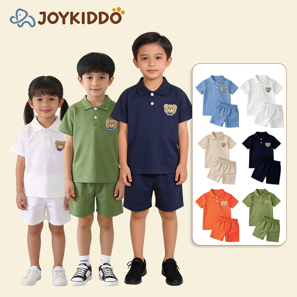 สูทเสื้อกีฬาแบบโปโลสำหรับเด็กชาย แขนสั้น สไตล์ใหม่ในฤดูร้อน พื้นผิวด้านบนบางเบานุ่ม