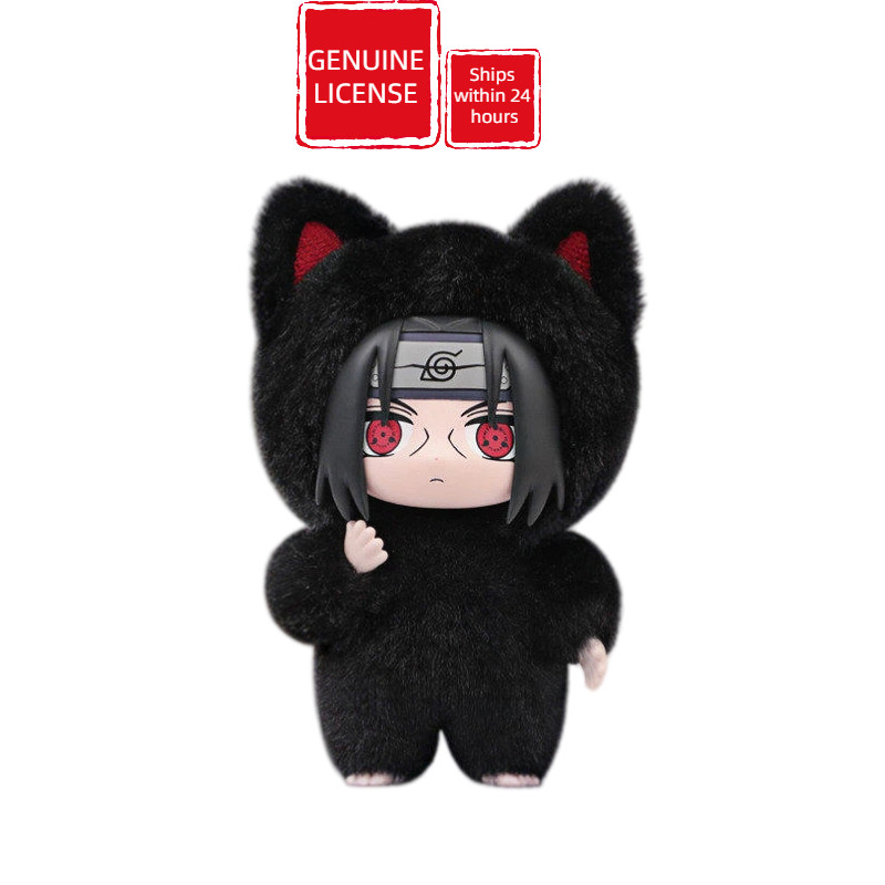 EAKI Naruto Shippuden KittenLand ซีรีส์ จี้ Vinyl ขนนุ่ม กล่องสุ่ม Naruto Uzumaki พวงกุญแจน่ารัก ที่แขวนเป้ ของแต่งโต๊ะ ของสะสม ของขวัญสำหรับแฟนๆ
