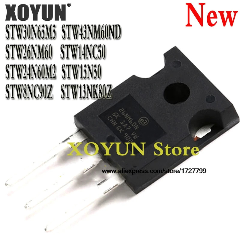 5 ชิ้น STW30N65M5 STW43NM60ND W26NM60 STW14NC50 STW24N60M2 STW15N50 STW8NC90Z STW13NK80Z TO-BG247 บน