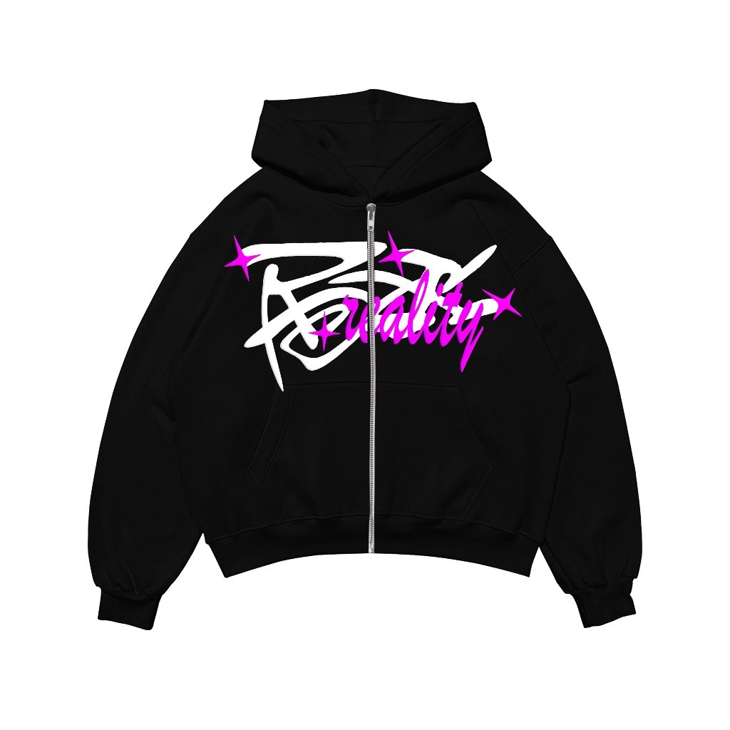 Rocx Hoodie Jumper Zipper Boxy Jacket สําหรับผู้ชายและผู้หญิง Y2K Star