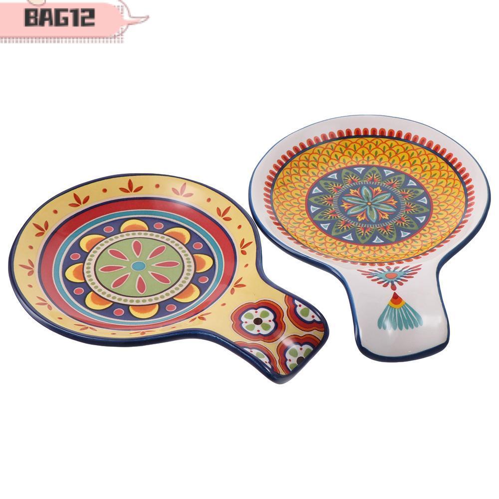 ถุง 2ชิ้นสไตล์ยุโรปบนโต๊ะอาหาร,ละติน ชม.avana ช้อนส่วนที่เหลือ,เซรามิก7.5 X 5.5นิ้วเครื่องล้างจานปลอ