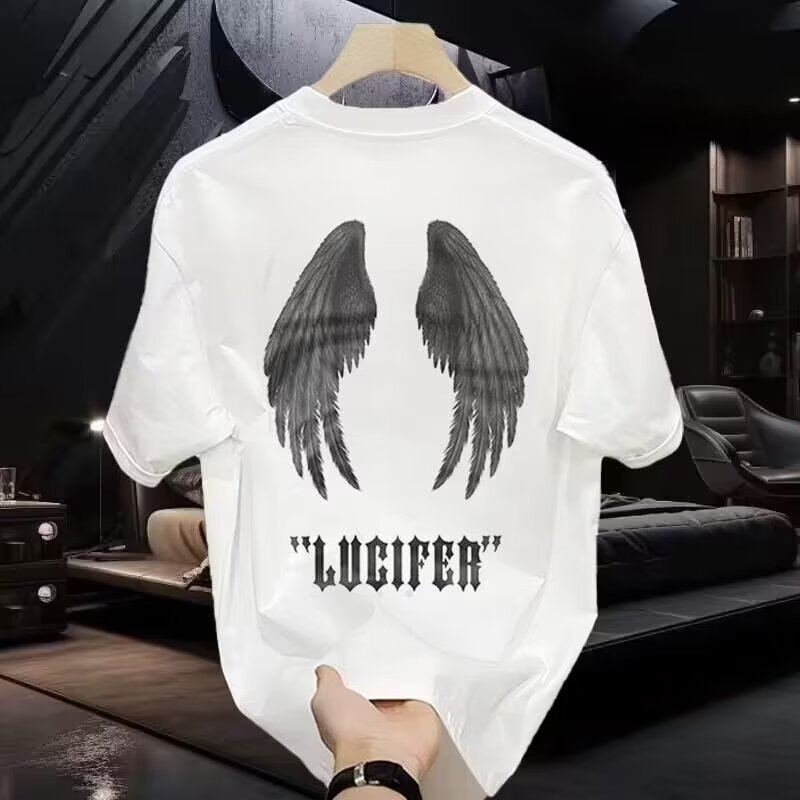 20262025เสื้อยืดแขนสั้นสไตล์ใหม่ผู้ชาย ins Street Wear ยุโรปอเมริกันสไตล์ฮิปฮอปรอบคอ Bottoming เสื้อ