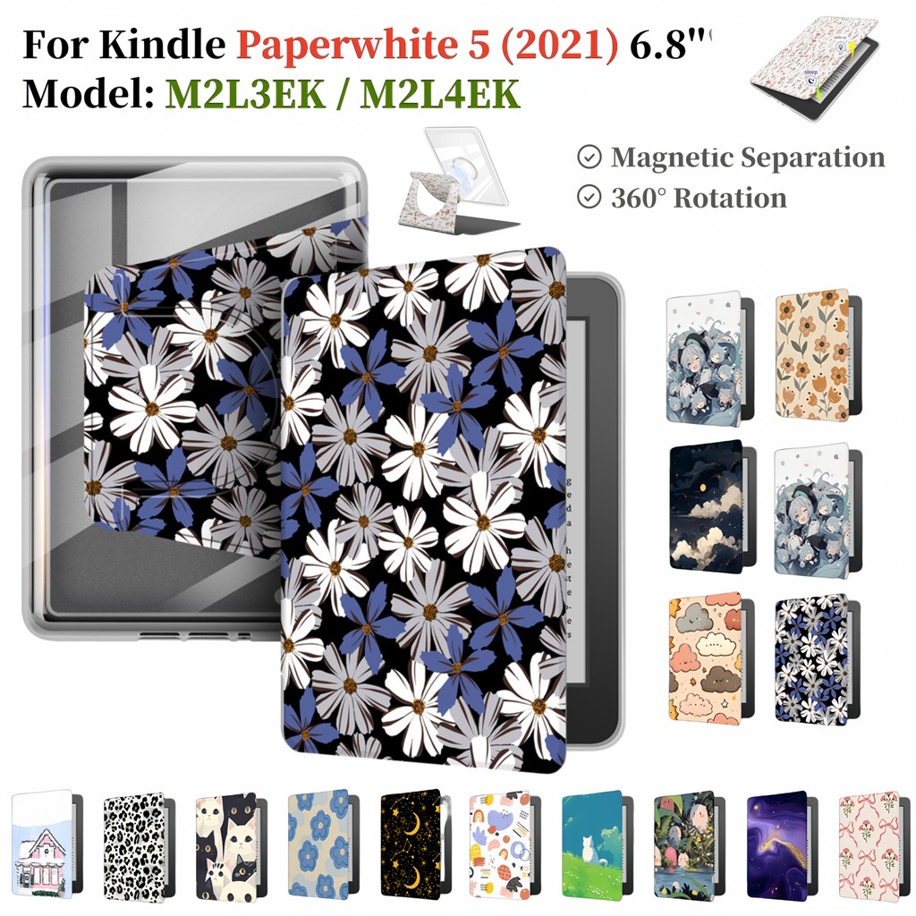 สําหรับ Kindle Paperwhite 5 (11th Gen) 2021 6.8 E-Reader Case M2L3EK M2L4EK รุ่นลงนามแม่เหล็กแยก 2-i