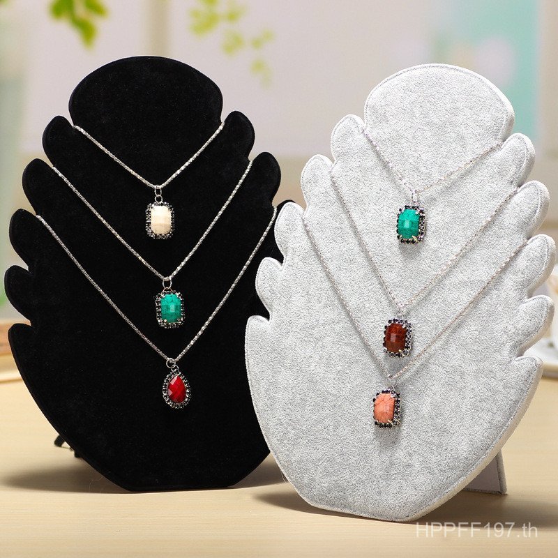 อุปกรณ์ประกอบฉาก Ze จี้ยืนแสดง Xi ขาตั้งเครื่องประดับ Suede เคาน์เตอร์แสดงเครื่องประดับสร้อยคอเครื่อ