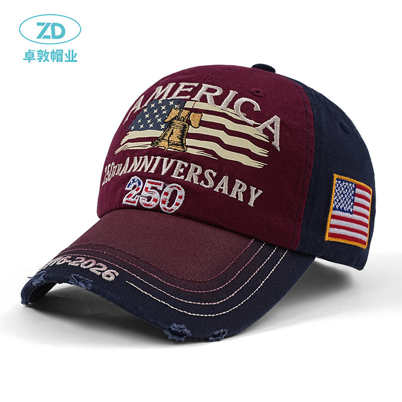 ล้างผ้าฝ้ายพิมพ์หมวกชายอเมริกัน250ครบรอบหมวกกบต่อต้านหมวกเบสบอล12.8 - รูปที่ 2