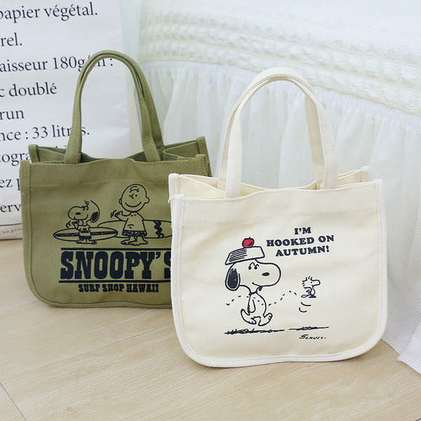 กล่องข้าว snoopy ของใช้ ญี่ปุ่น snoopy snoopy snoopy กระเป๋าถือผ้าใบสไตล์ใหม่ถุงอาหารกลางวันมัลติฟัง