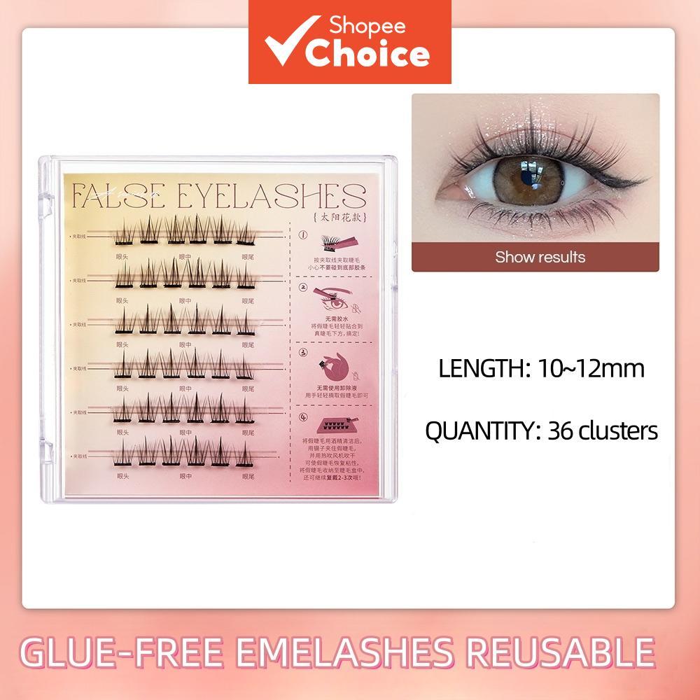 BQI กาวฟรีขนตาปลอม Self กาวธรรมชาติ Wispy Lashes นํากลับมาใช้ใหม่ใช้งานง่ายสําหรับผู้เริ่มต้นแต่งหน้