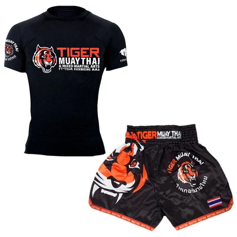 Venom Sanda ชุดฝึกซ้อมผู้ชายศิลปะการต่อสู้มวยแน่น-แห้งแห้งเร็วเสื้อผ้ามวยไทยต่อสู้แขนสั้นกางเกงขาสั้