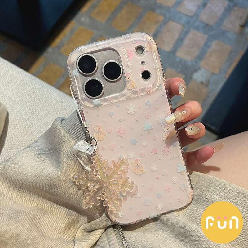 เกาหลีน่ารักต้นคริสต์มาสเกล็ดหิมะหมีโทรศัพท์มือถือกรณีเข้ากันได้สําหรับiPhone 17 16 15 14 Pro Max 13 iPhone17 IMDฝุ่นปกหลังเชลล์ - รูปที่ 3