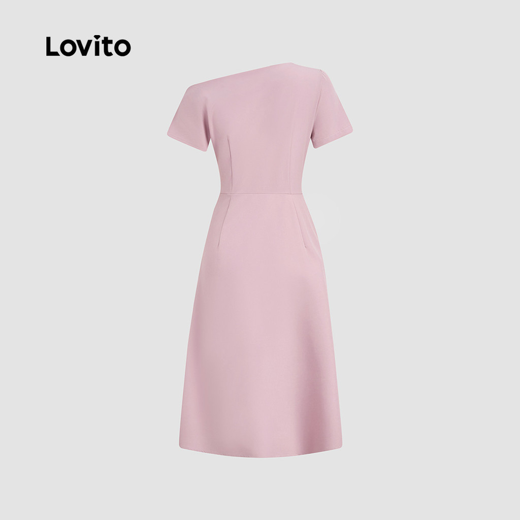 Lovito ชุดเดรสลําลองแบบไม่สมมาตรสําหรับฤดูใบไม้ผลิ/ฤดูร้อนสีชมพูสําหรับผู้หญิง L164ED352 - รูปที่ 3