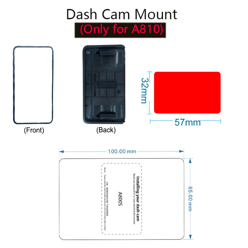 สําหรับ 70mai Dash Cam Mount สําหรับ 70mai Dash Cam A810 สําหรับ 70mai A810 รถ Dvr Vhb สติกเกอร์ผู้ถ