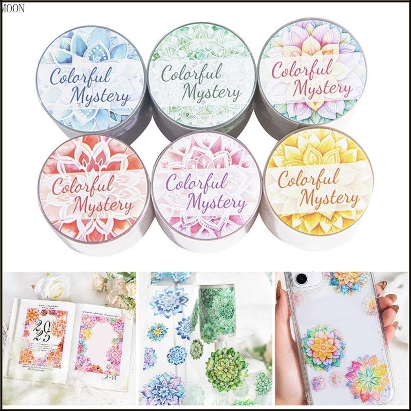 MOON ดอกไม้ตกแต่ง PET เทปตกแต่งเทปสําหรับ Journaling Scrapbooking Journal