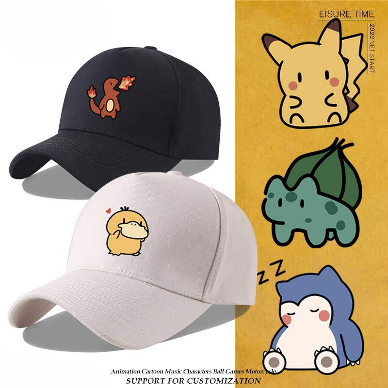 Pokémon Psyduck Pikachu Charmander Cap | Unisex Sun-Shield Baseball Hat | Trendy Anime Style