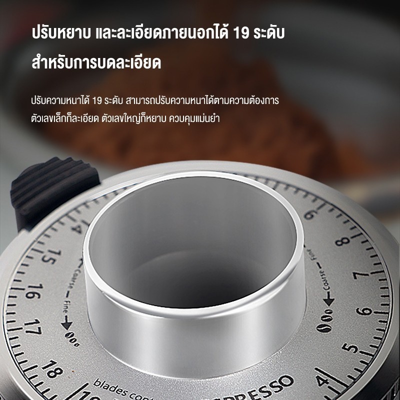 LENODI Coffee grinder เครื่องบดกาแฟ  เครื่องบดเมล็ดกาแฟ เครื่องไฟฟ้า แบบปรับได้ระดับและมืออาชีพ จอ LCD ปรับ 19 ระดับ - รูปที่ 3