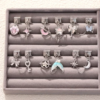 สร้อยข้อมือสแตนเลสสไตล์เรโทรพร้อมโบว์และcharm อิตาเลียน ขนาดพอดีข้อมือ สำหรับทำเองได้ง่ายๆ