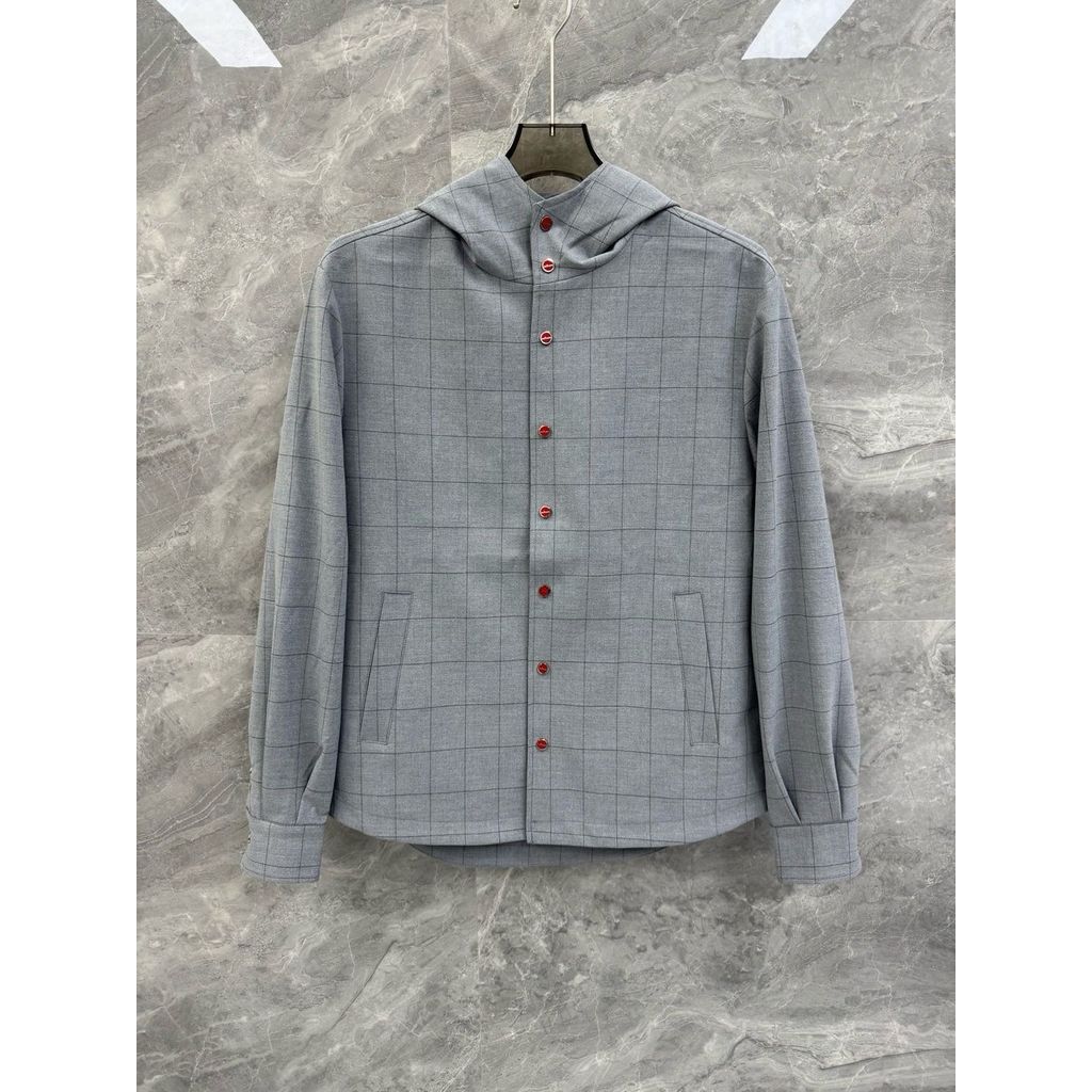7JKP Kito*n Men's Autumn and Winter New Wool Plaid Business Casual Men's Hooded Jacket