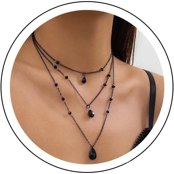 Gothic Y สร้อยคอ, Goth สีดําสีแดงคริสตัลลูกปัดสร้อยคอหยดน้ํา, Punk Y สร้อยคอ,ฮาโลวีนคริสต์มาสปีใหม่เ