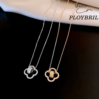 PLOYBRIL ใหม่ สร้อยคอแฟชั่น ประดับเพทาย รูปดอกไม้สี่แฉก หรูหรา X030