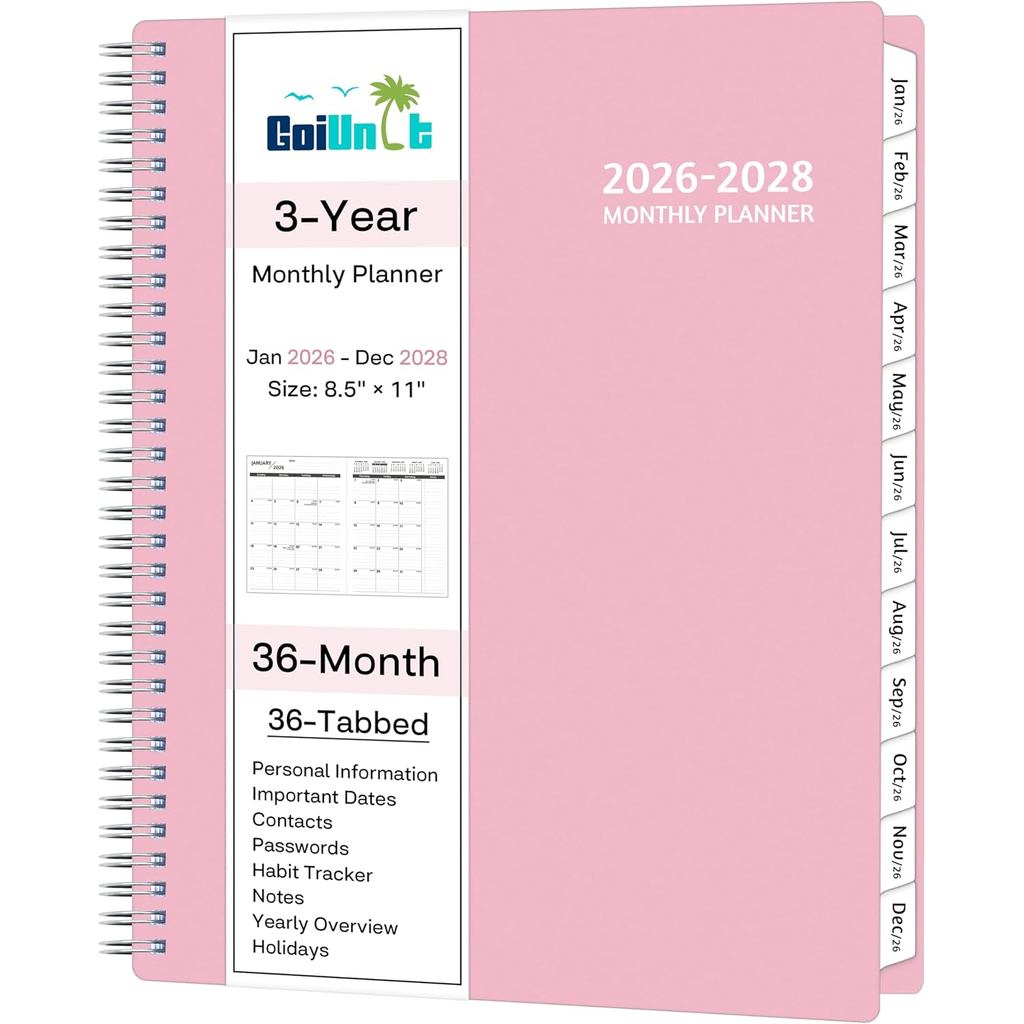 Planner รายเดือน 2026-2028, 36 เดือน Calendar Planner 2026-2028 จาก Jan 2026 – ธ.ค 2028, 8.5'' x 11'