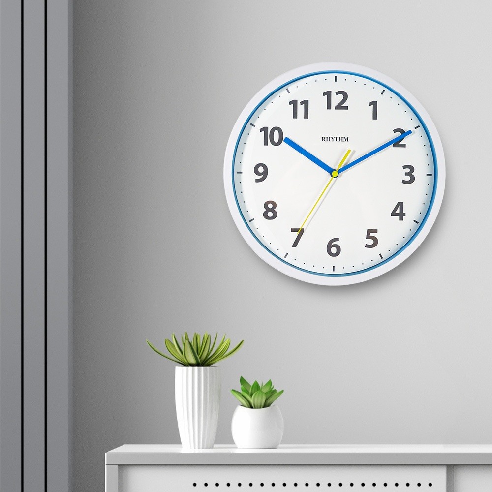 RHYTHM นาฬิกาแขวน เข็มเดินเงียบ ขอบสีขาว 26.5 ซม. CMG600NR03