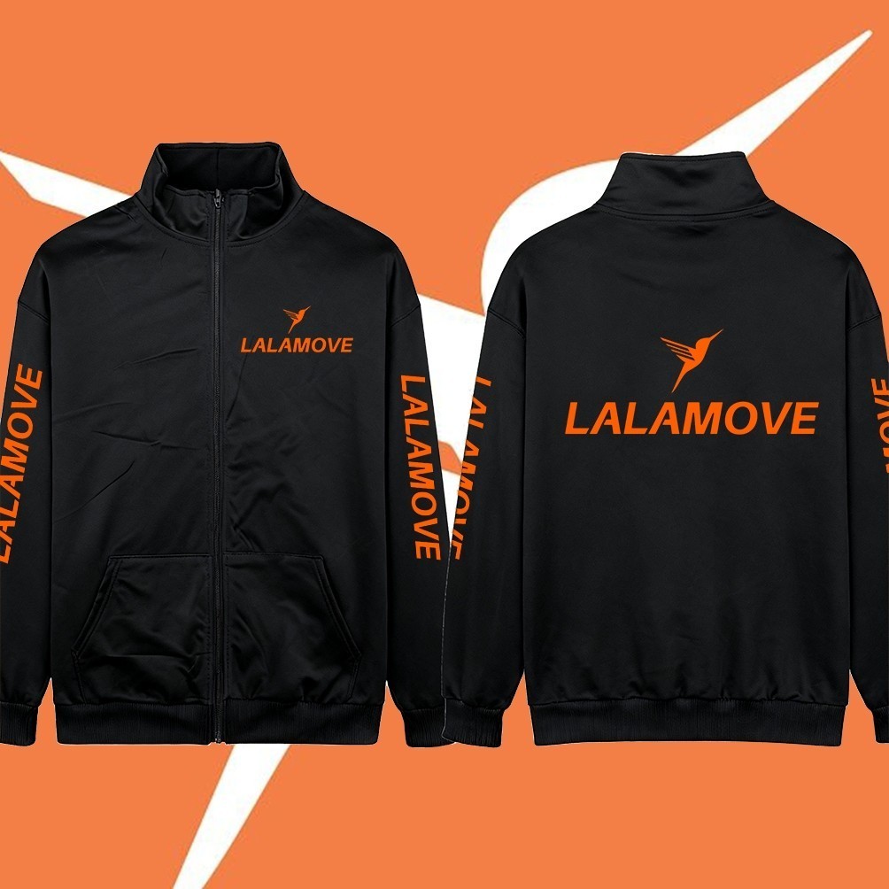 【boxy hoodie】 LALAMOVE คาร์ดิแกน ลาลามูฟ โลโก้สีสด Stand up collar cardigan แบบสวม ซิป สกรีนแบบเฟล็ก PU Unisex M-3XL