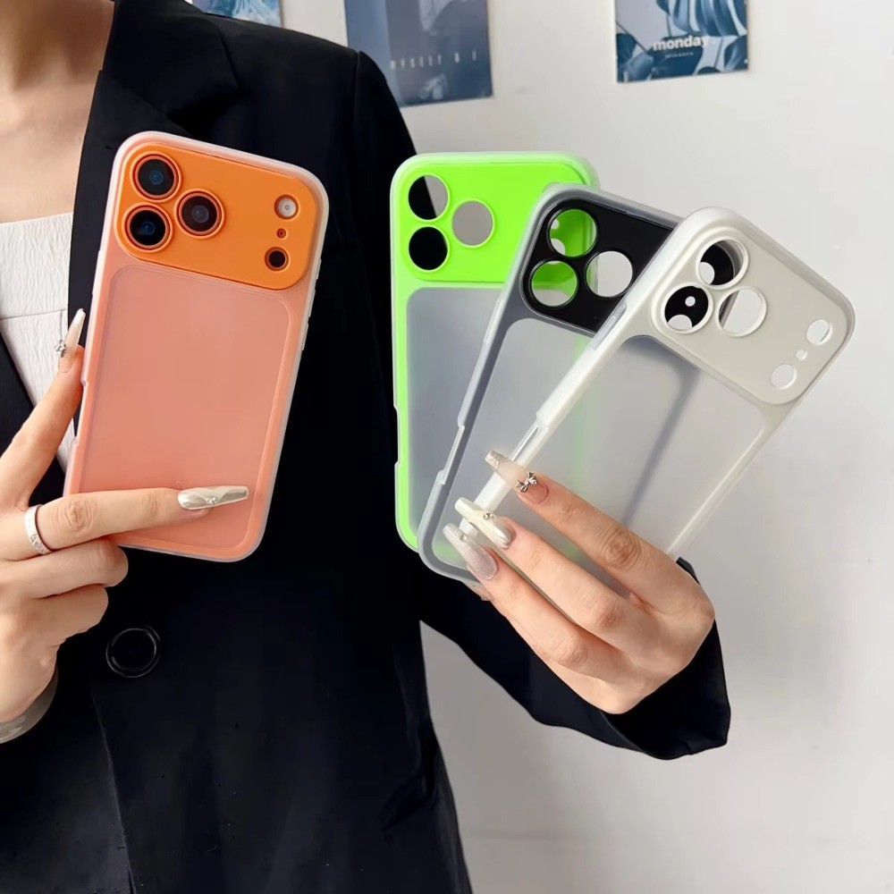 สีมาการองเคสโทรศัพท์แบบใสด้าน For iPhone 17 Pro Max 15 14 13 16 Pro Max 2-in-1เคสป้องกันฝาหลังกันกระแทกแบบ