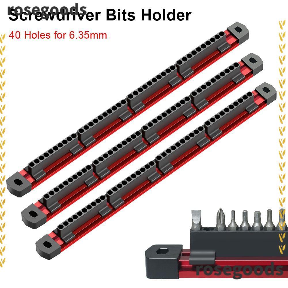 ROSEGOODS 1 ชิ้นแขนชั้นเก็บ, 6.35 มม.พร้อมไขควงแม่เหล็ก Bits Holder, ทนทานอลูมิเนียมชุดหัว 40 หลุมเครื่องมือสําหรับช่างไฟฟ้าอุปกรณ์เครื่องมือ