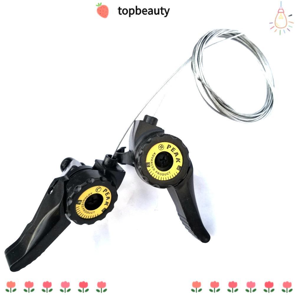 TOPBEAUTY 1 คู่ MTB จักรยาน Thumb Shifter, 3x5/6/7 ความเร็วซ้ายขวา Thumb Top Mount Shifters, พร้อมสายเคเบิลด้านใน Universal Gear Shifter จักรยานเสือหมอบ