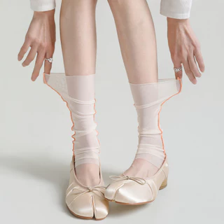 Ins สไตล์เกาหลี Minimalist แฟชั่นฤดูร้อน Ultra-Thin ตาข่าย Breathable Mint สีเขียวการจับคู่สี Toeless ถุงเท้าผู้หญิง