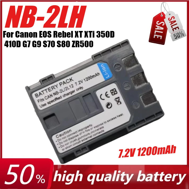 7.2V 1200mAh NB-2LH แบตเตอรี่กล้องสําหรับ Canon EOS Rebel XT XTi 350D 410D G7 G9 S70 S80 ZR500 ZR950
