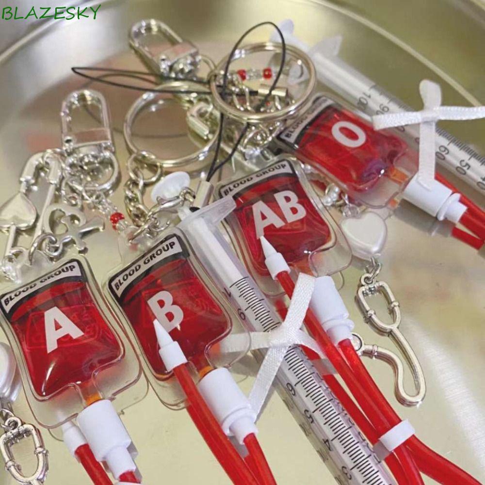 BLAZESKY Blood Bag Pendant, PVC Unique Blood Bag Keychain, Keyring Fashion Type AB O AB Plasma Bag C