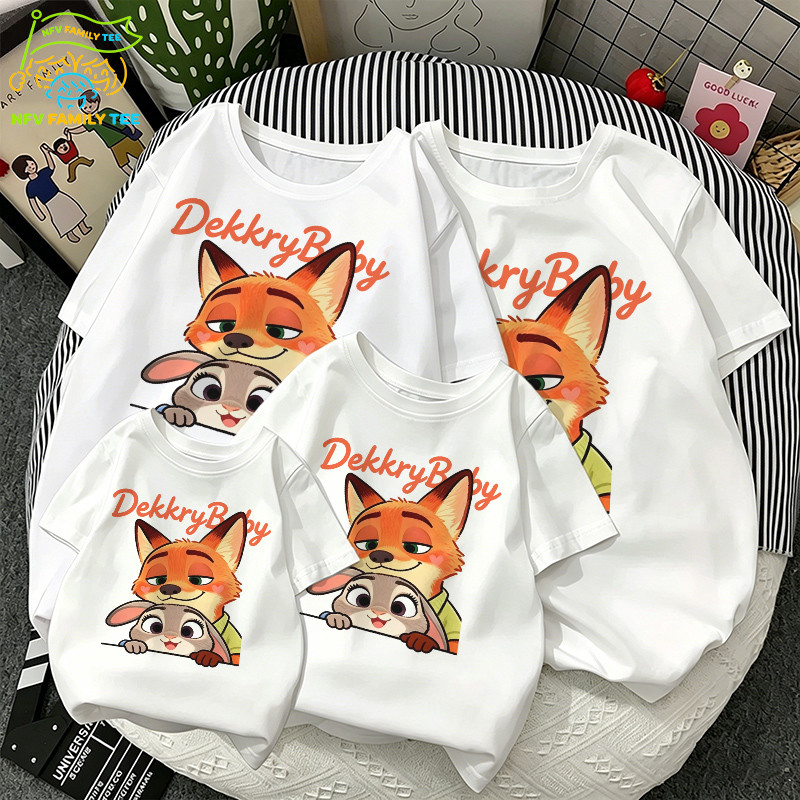 วัสดุใหม่🎀COD NFV Family Tee ชุดครอบครัว 2026 เสื้อยืดแขนสั้น ใหม่ เบาเย็น เสื้อเด็ก Zootopia เนื้อผ