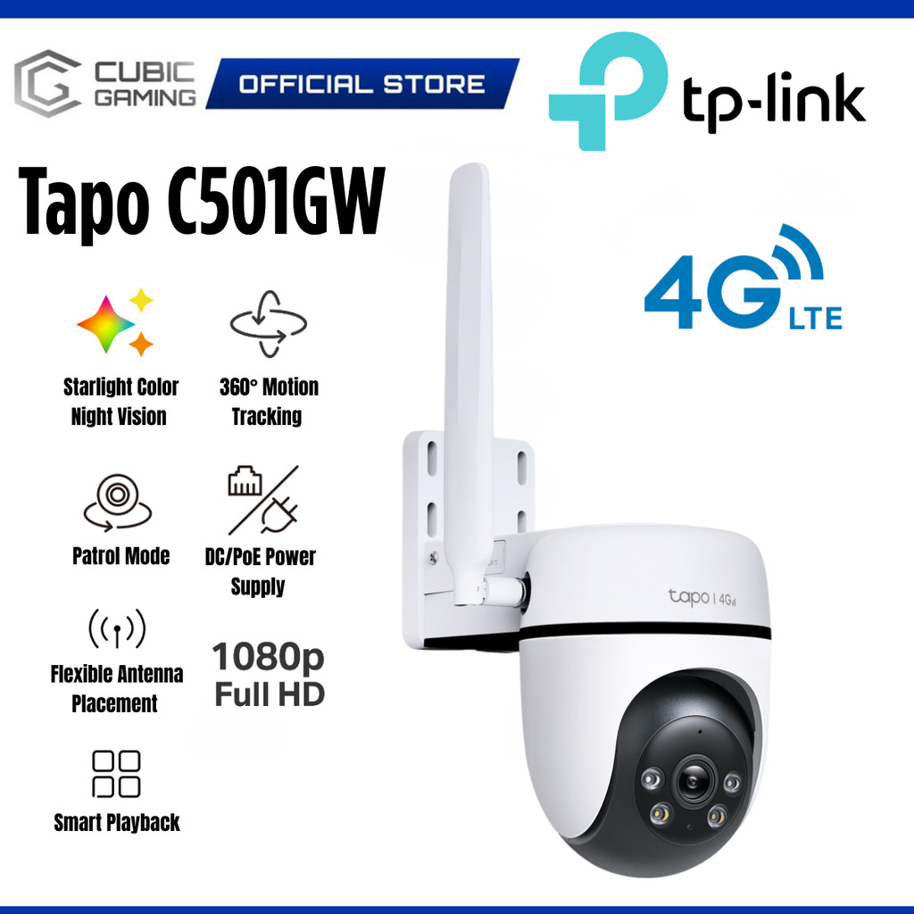 TP-LINK Tapo C501GW (4G LTE) / Tapo C500 (Wi-Fi) FHD 1080p Outdoor Pan/Tilt CCTV Security Camera กล้